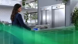 Woman uses biometric access control system